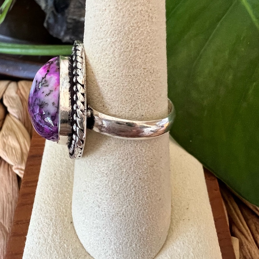 Purple Dendritic Opal Ring View 2